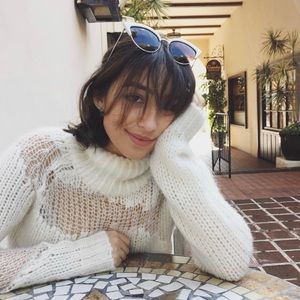 Cream distressed sweater